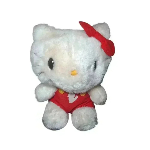 1976 Hello Kitty 12” plush toy red overalls Child Guidance Sanrio CBS - Picture 9 of 10